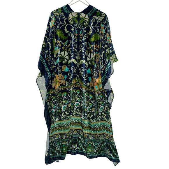 Aratta Silent Journey Ascott Kimono Topper Duster Burnout Emerald Pattern OS - Picture 2 of 10
